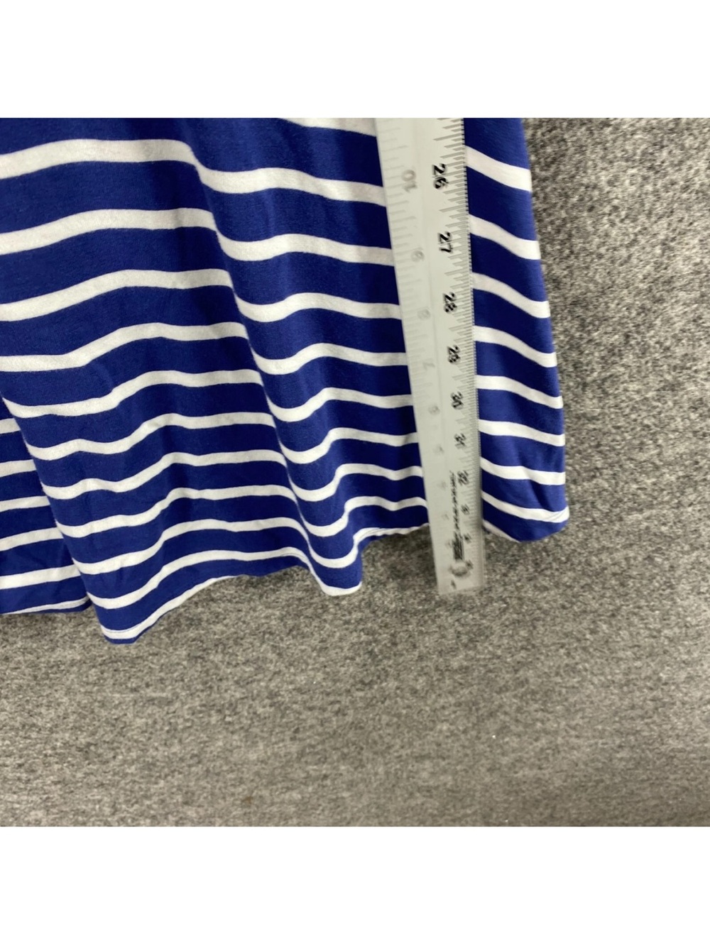 White House Black Market Striped Fit & Flare Dress Blue White Medium - Picture 6 of 8